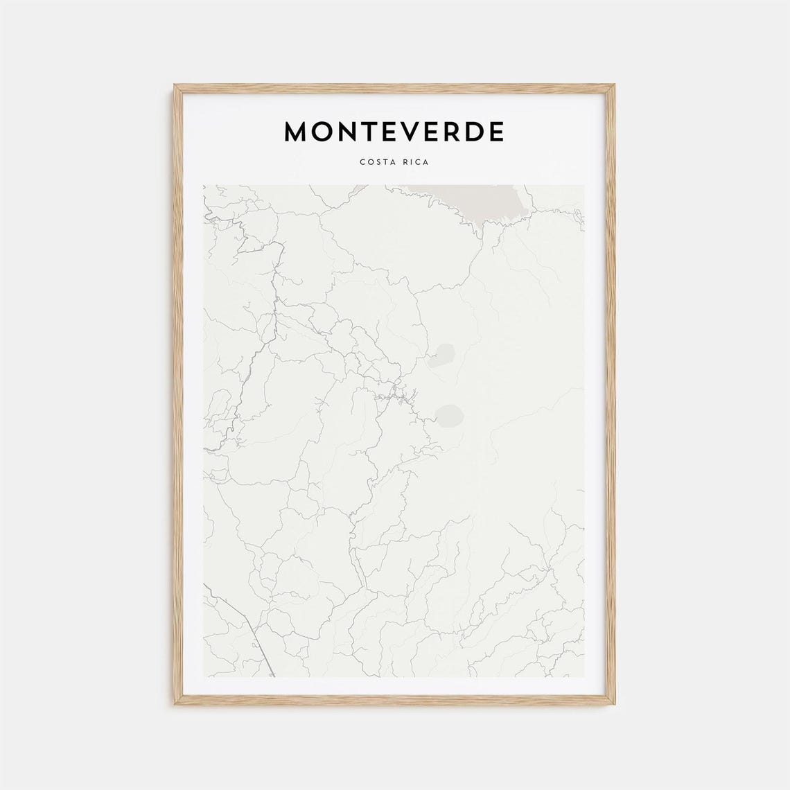 Monteverde Costa Rica Cloud Forest Minimalist Street Map Poster