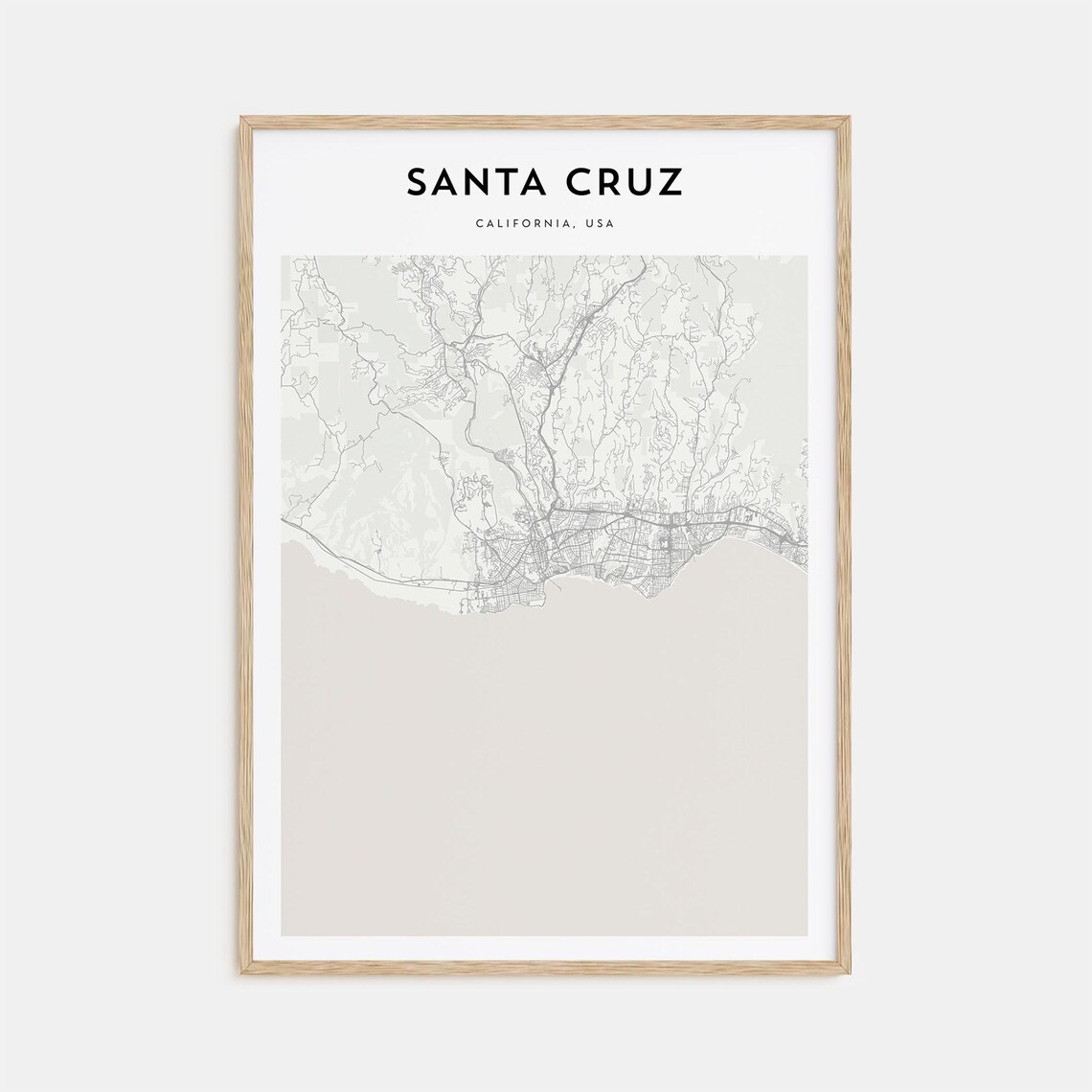 Santa Cruz California USA Minimalist Coast Map Travel Poster
