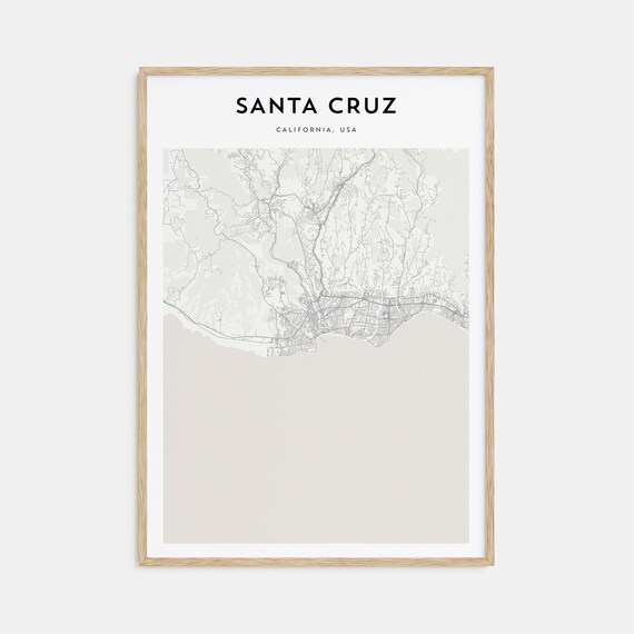 Santa Cruz California USA Minimalist Coast Map Travel Poster