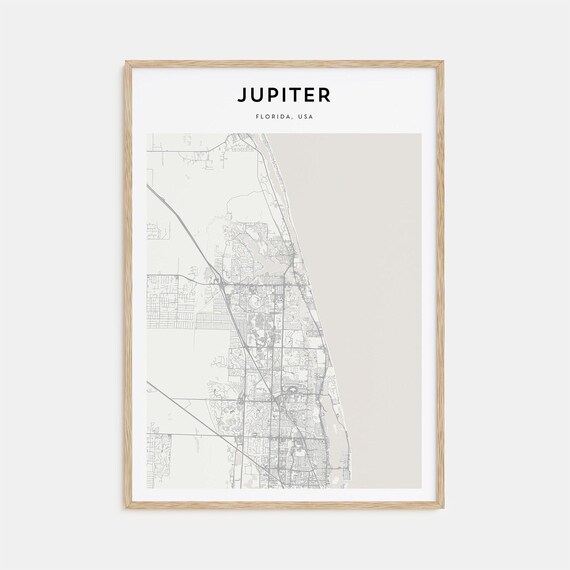 Jupiter Florida Minimalist Coastal City Street Map Art Poster