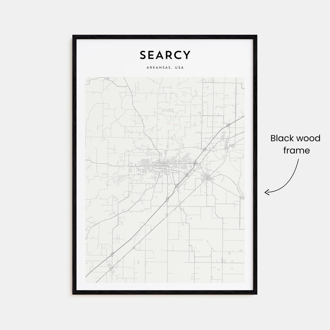 Searcy Arkansas USA Street Map Poster Minimalist Modern Wall Decor - Image 3