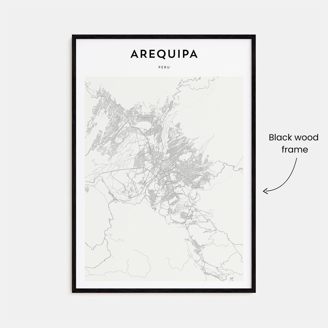 Arequipa Peru Fine Line City Street Map Modern Wall Decor Poster - Image 3