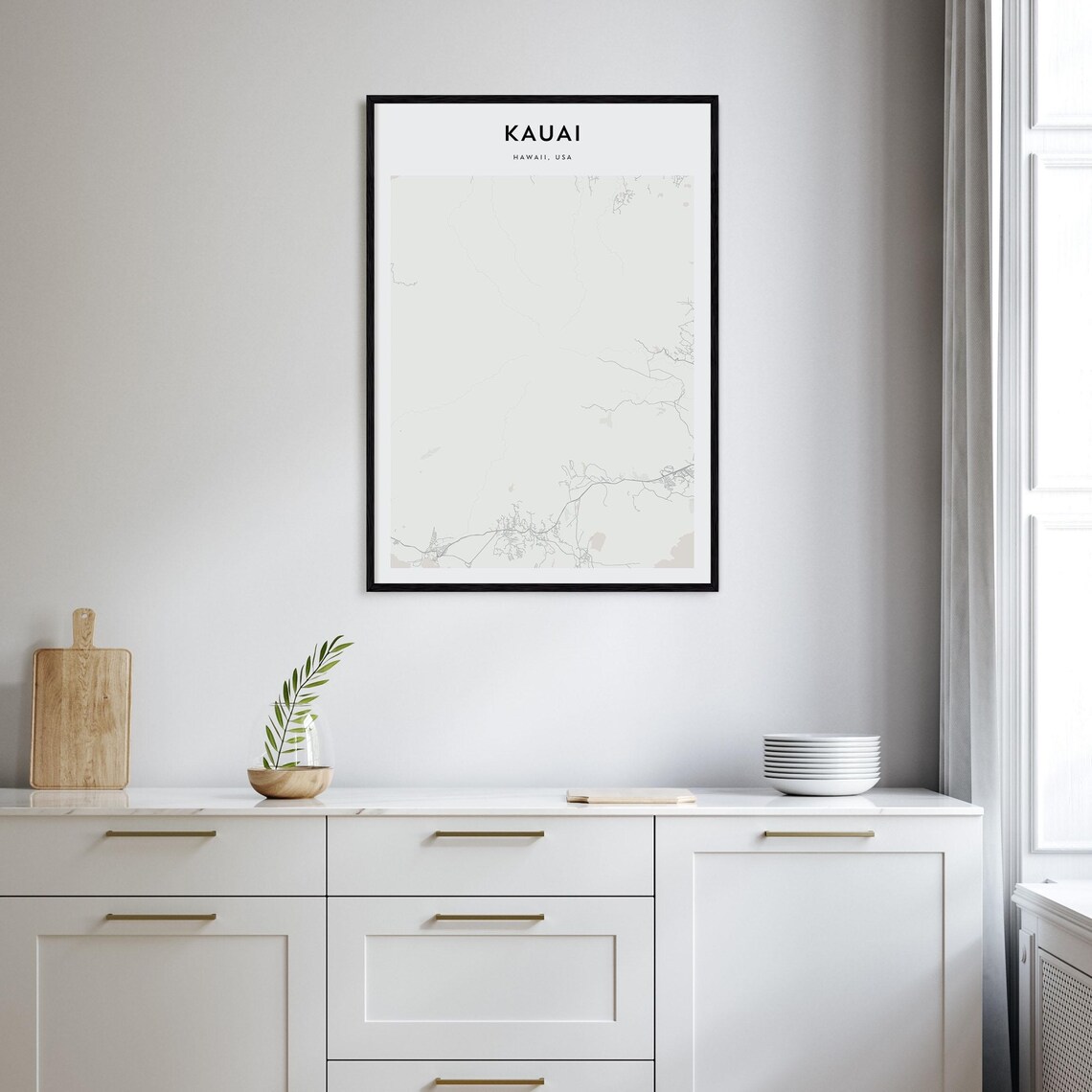 Kauai Hawaii Garden Isle Minimalist Island Street Map Decor Poster - Image 2