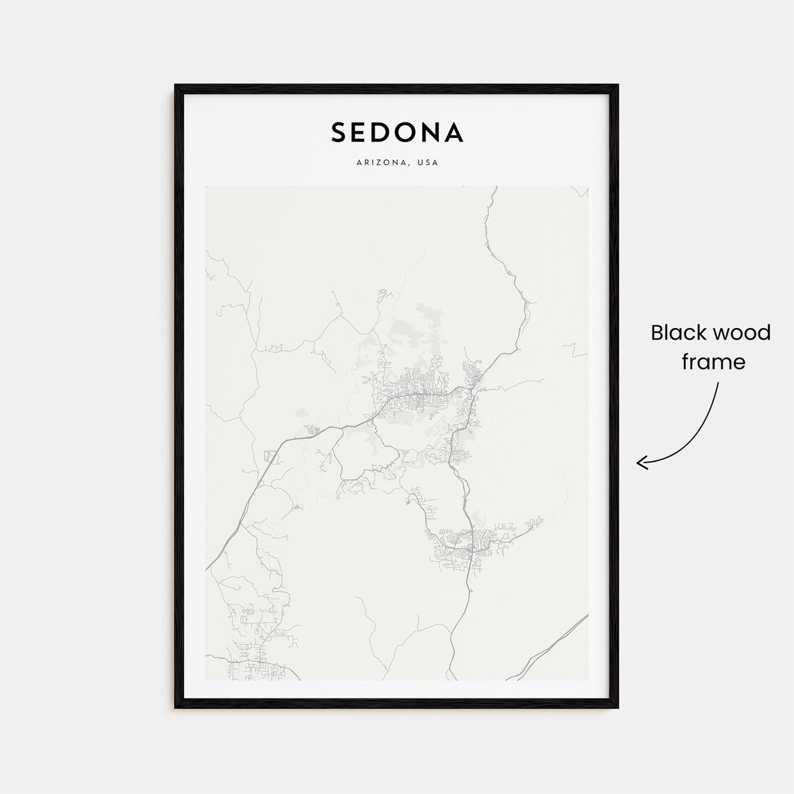 Sedona Arizona Desert City Minimalist Street Map Poster with Bold Type - Image 3