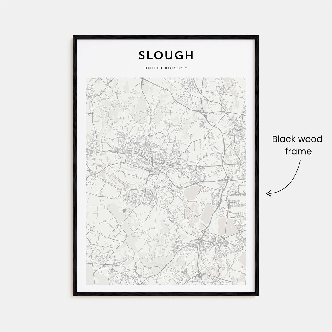 Slough United Kingdom City Street Map Scandinavian Minimalist Poster - Image 3