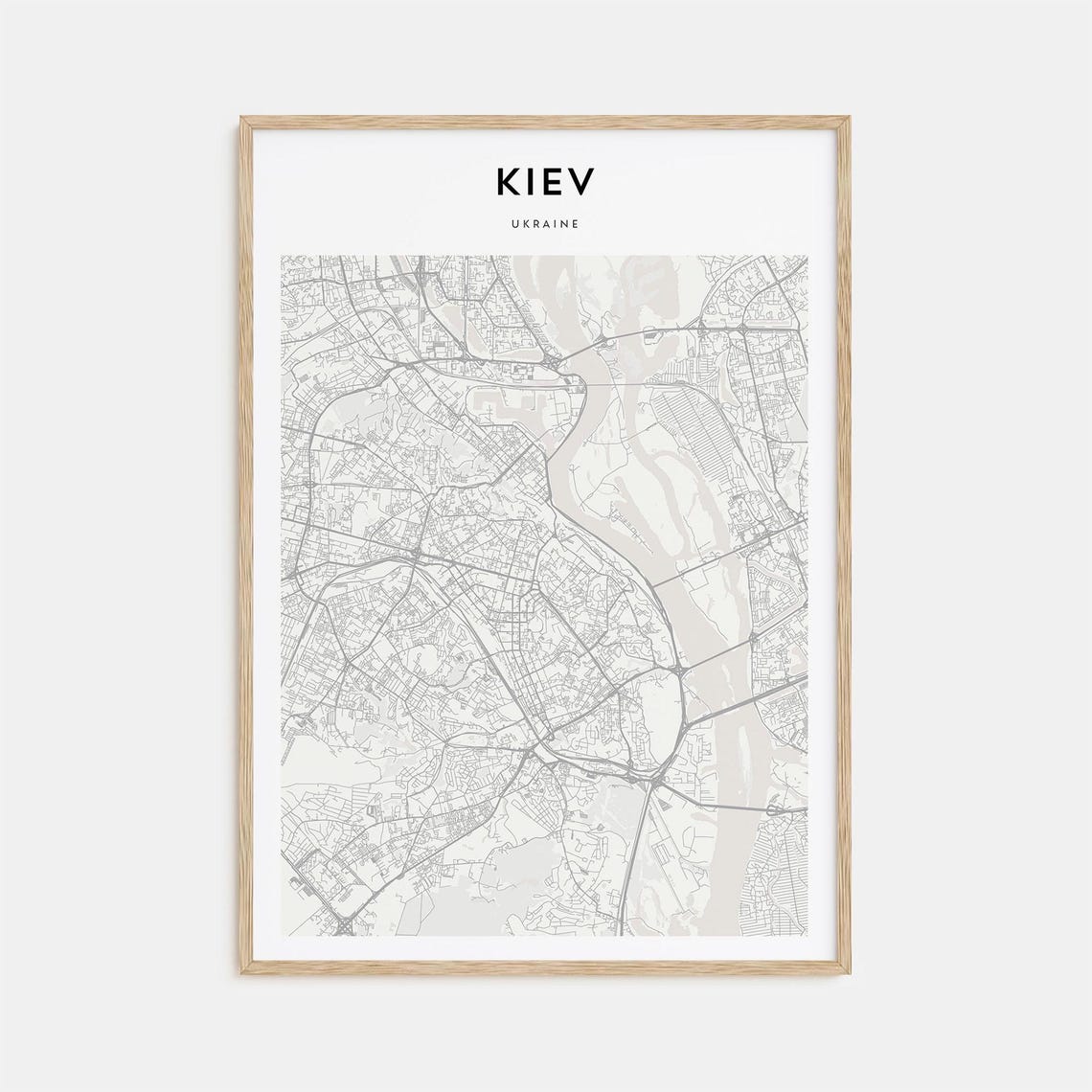 Kiev Ukraine Minimalist Capital City Street Map Line Art Print