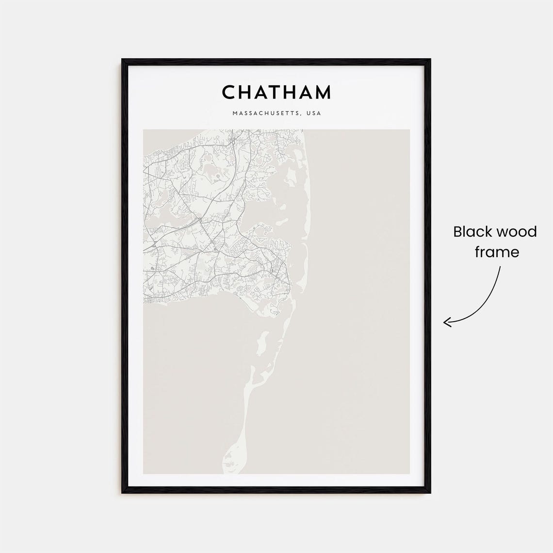 Chatham Massachusetts USA Minimalist Black White City Map Poster - Image 3