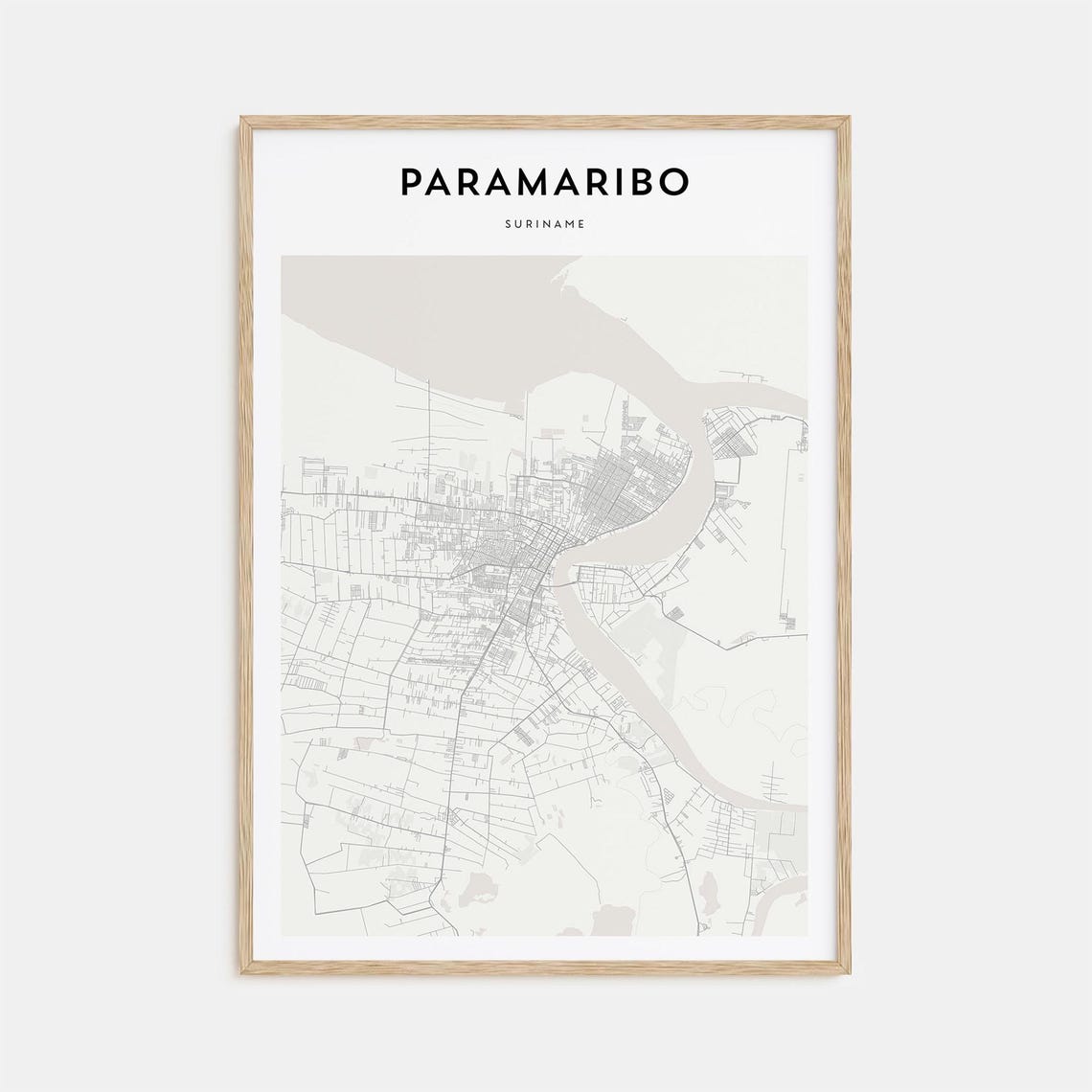 Paramaribo Suriname Minimalist Street Map Modern Decor Art Poster