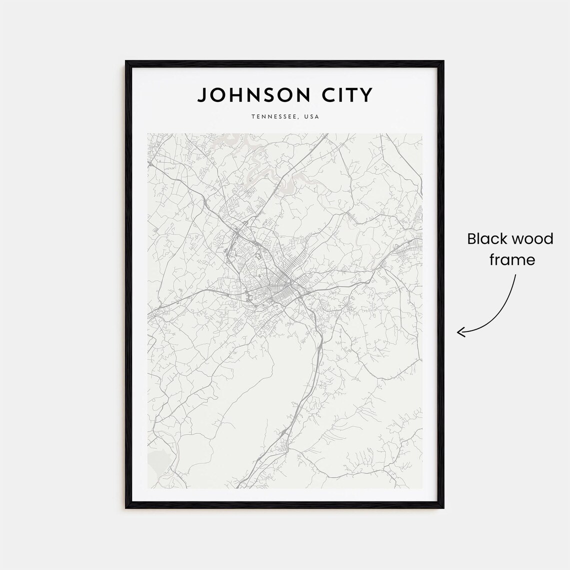 Johnson City Tennessee Minimalist City Street Map Art Poster - Image 3