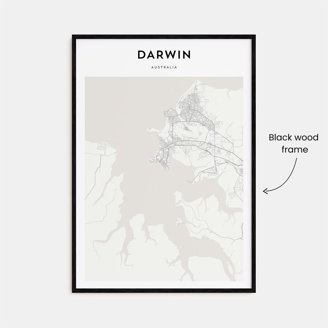 Darwin Australia Minimalist City Street Map Beige Travel Poster - Image 3