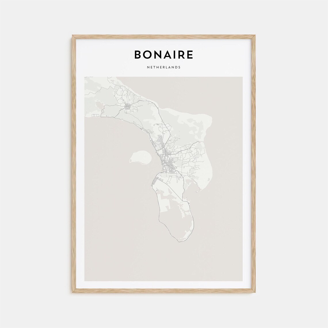 Bonaire Netherlands Minimalist Island Map Line Art Travel Poster