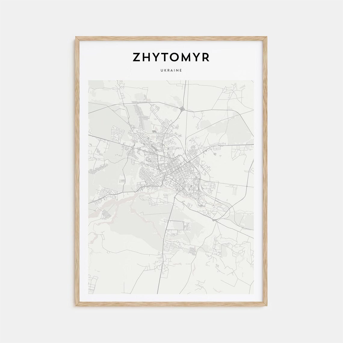 Zhytomyr Ukraine Historic City Minimalist Street Map Decor Poster