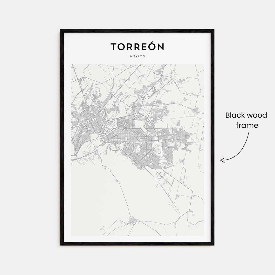 Torreon Mexico Minimalist City Street Map Line Art Travel Poster - Image 3