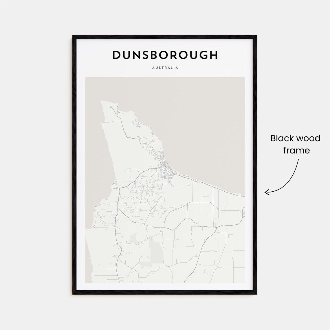 Dunsborough Australia Coastal Minimalist Beige Street Map Poster - Image 3