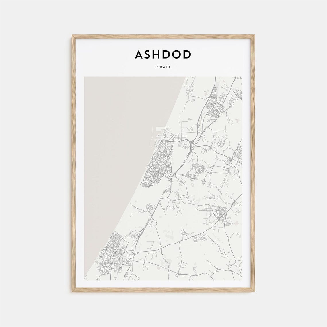 Ashdod Israel Personalized Minimalist Beige Coastal City Map Poster