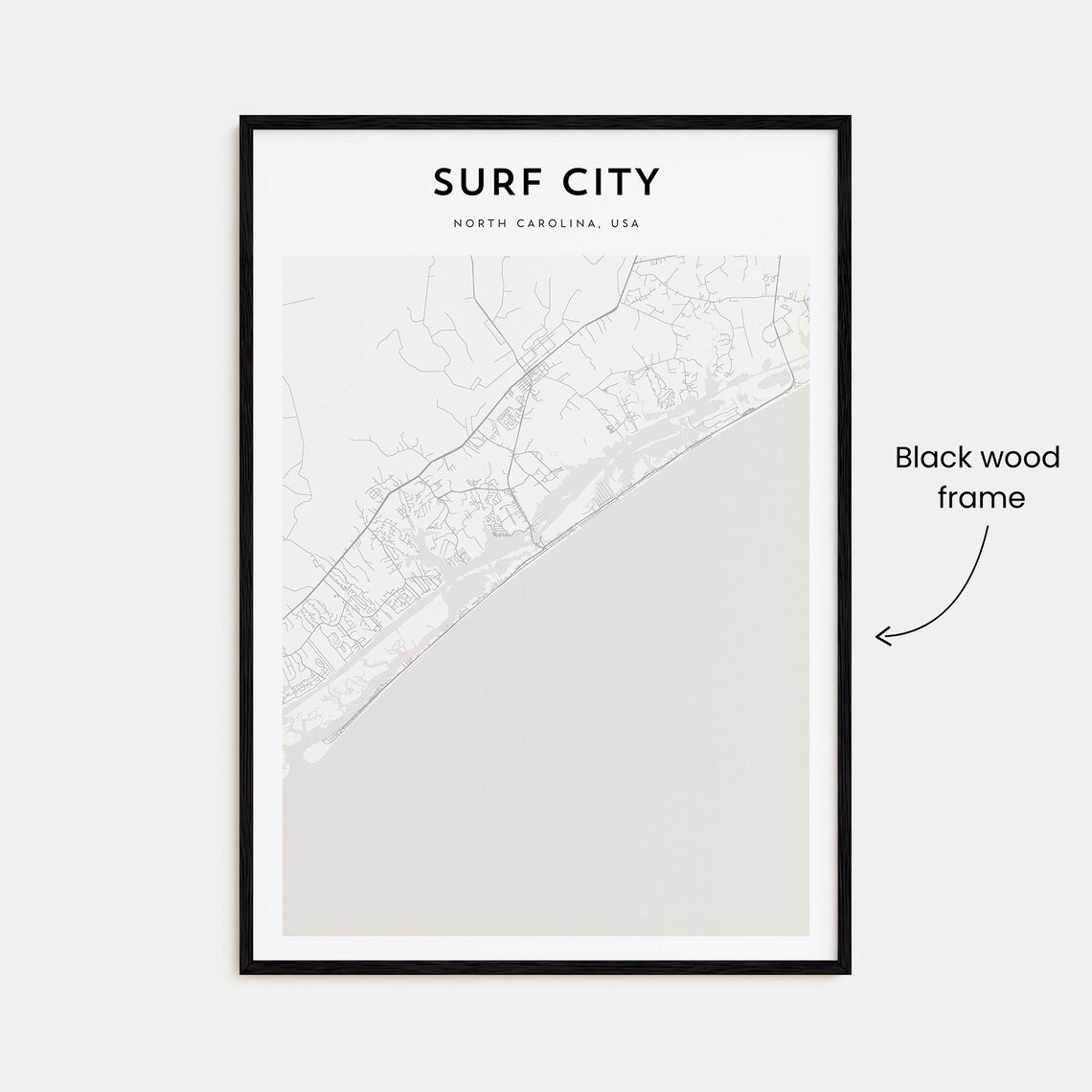 Surf City North Carolina Minimalist City Street Map Art Poster - Image 3