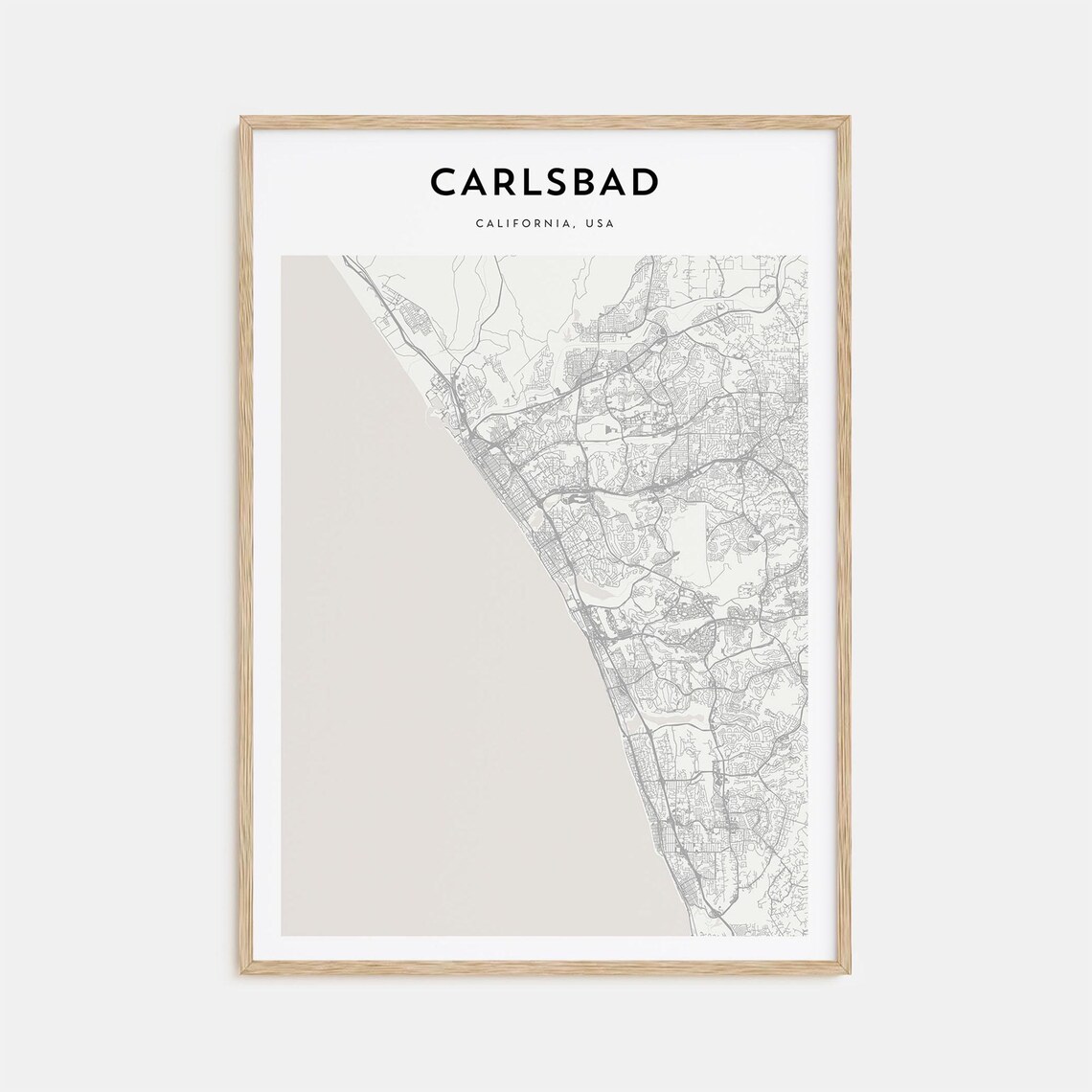 Minimalist Carlsbad California Coastal City Street Map Poster