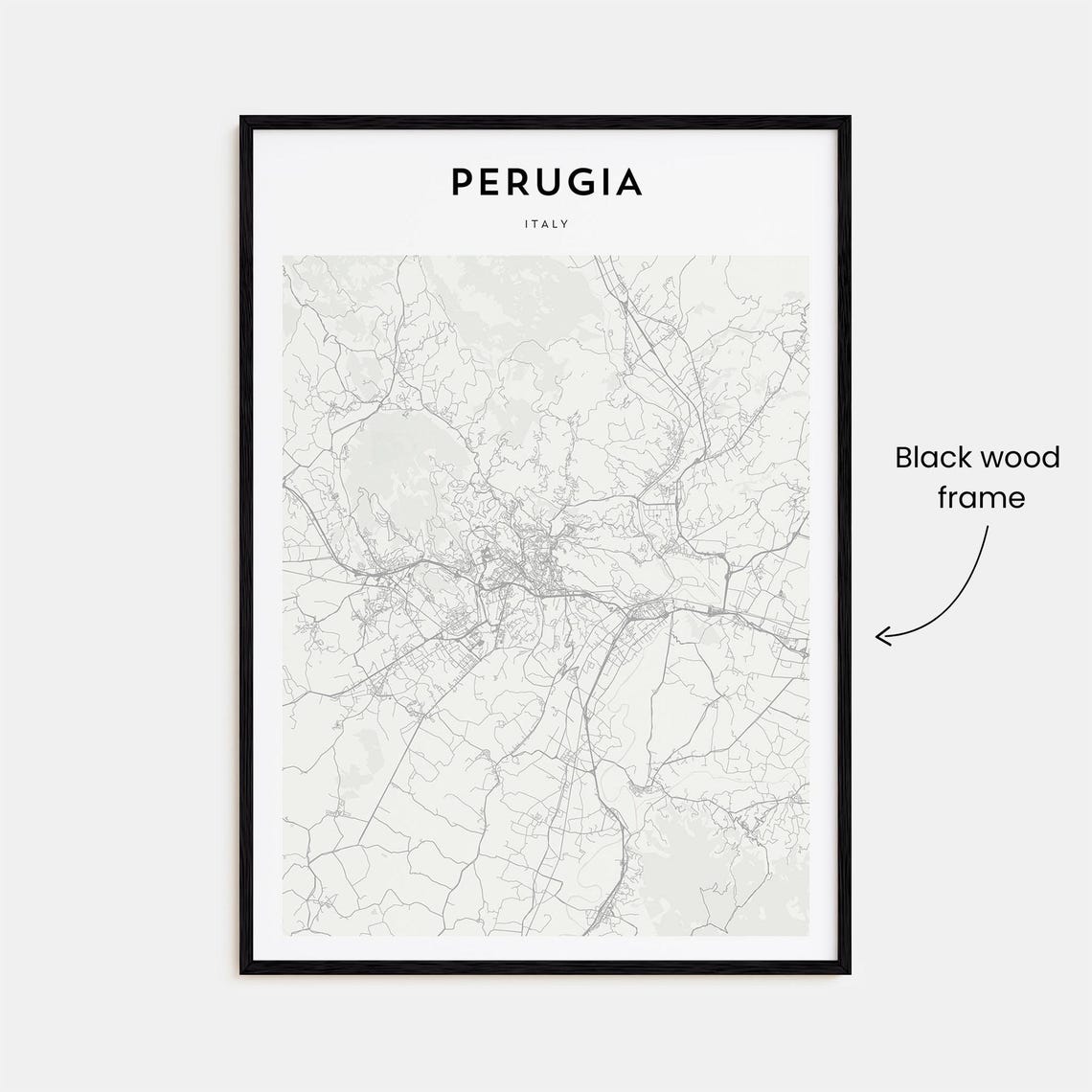 Perugia Italy Minimalist Medieval Hill Town Map Travel Poster - Image 3