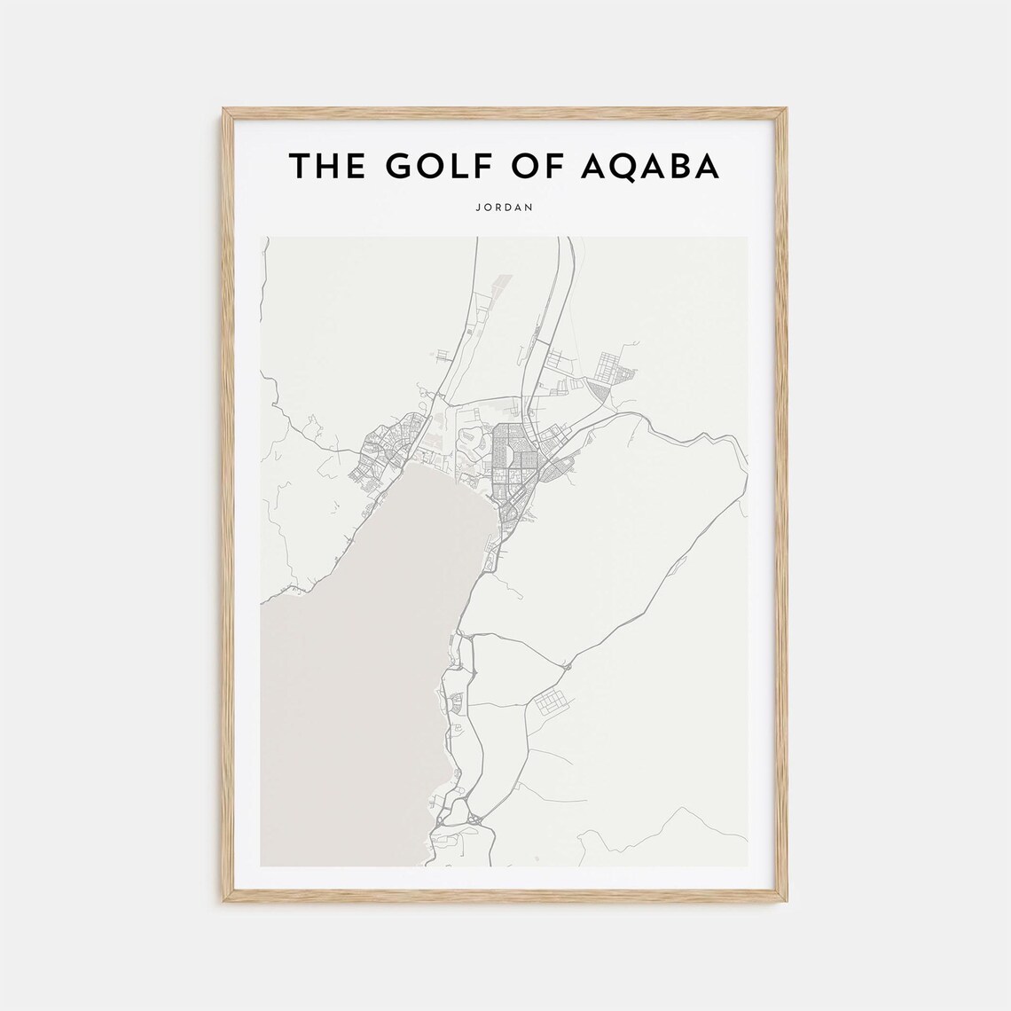 Golf of Aqaba Jordan Minimalist Coastal City Map Travel Poster
