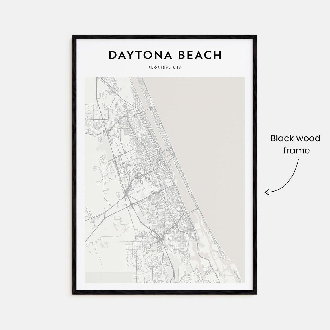 Daytona Beach Florida Modern Minimalist City Street Map Travel Poster - Image 3