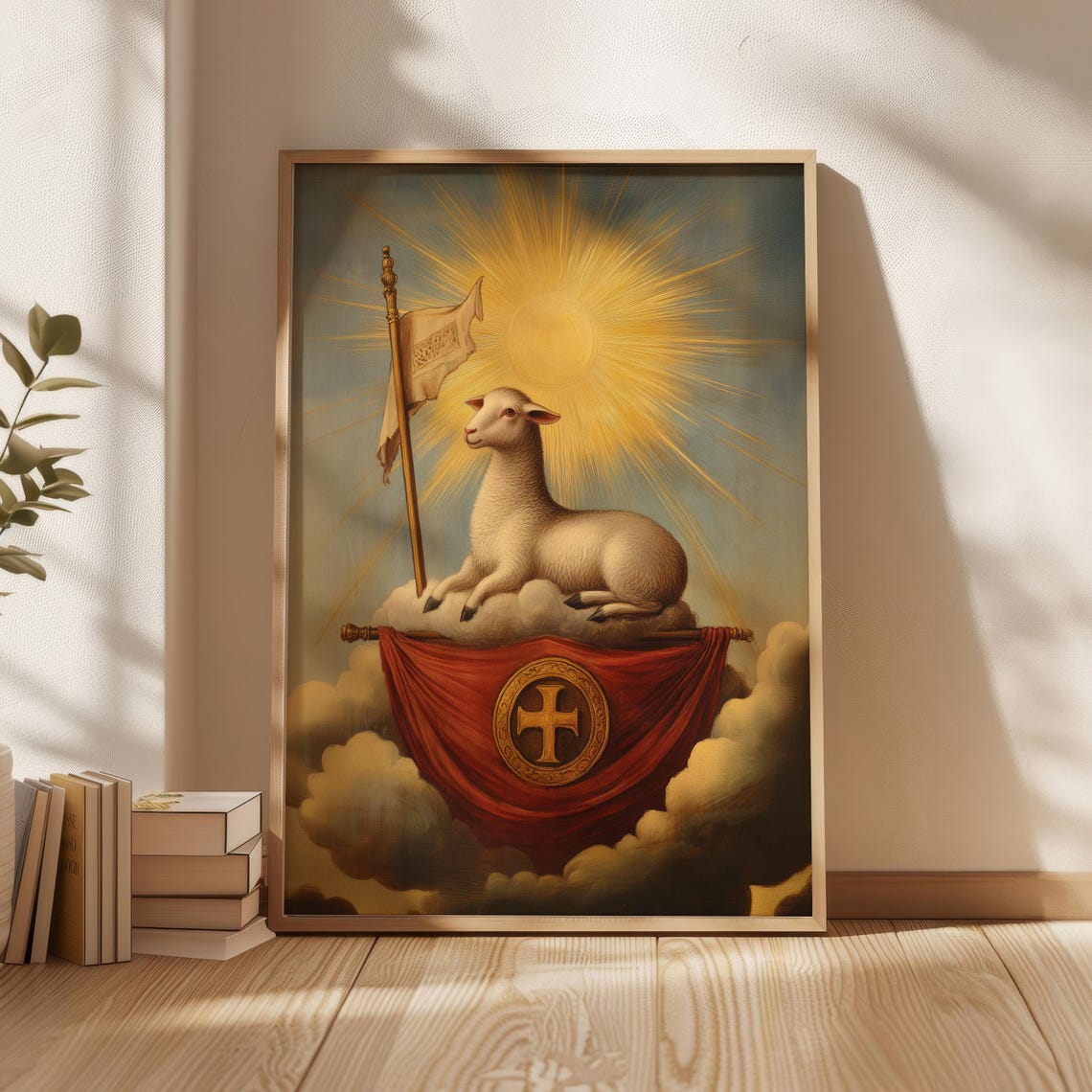 Lamb of God Agnus Dei Religious Sheep Cross Banner Art Poster