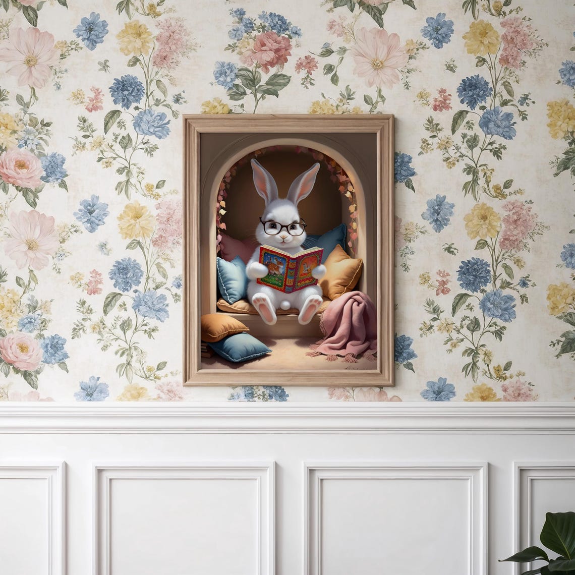 Easter Bunny Art Easter Bunny Painting Easter Bunny Moody Art Aestheticposter Boho Decor Cottagecore Easter Art - Image 4