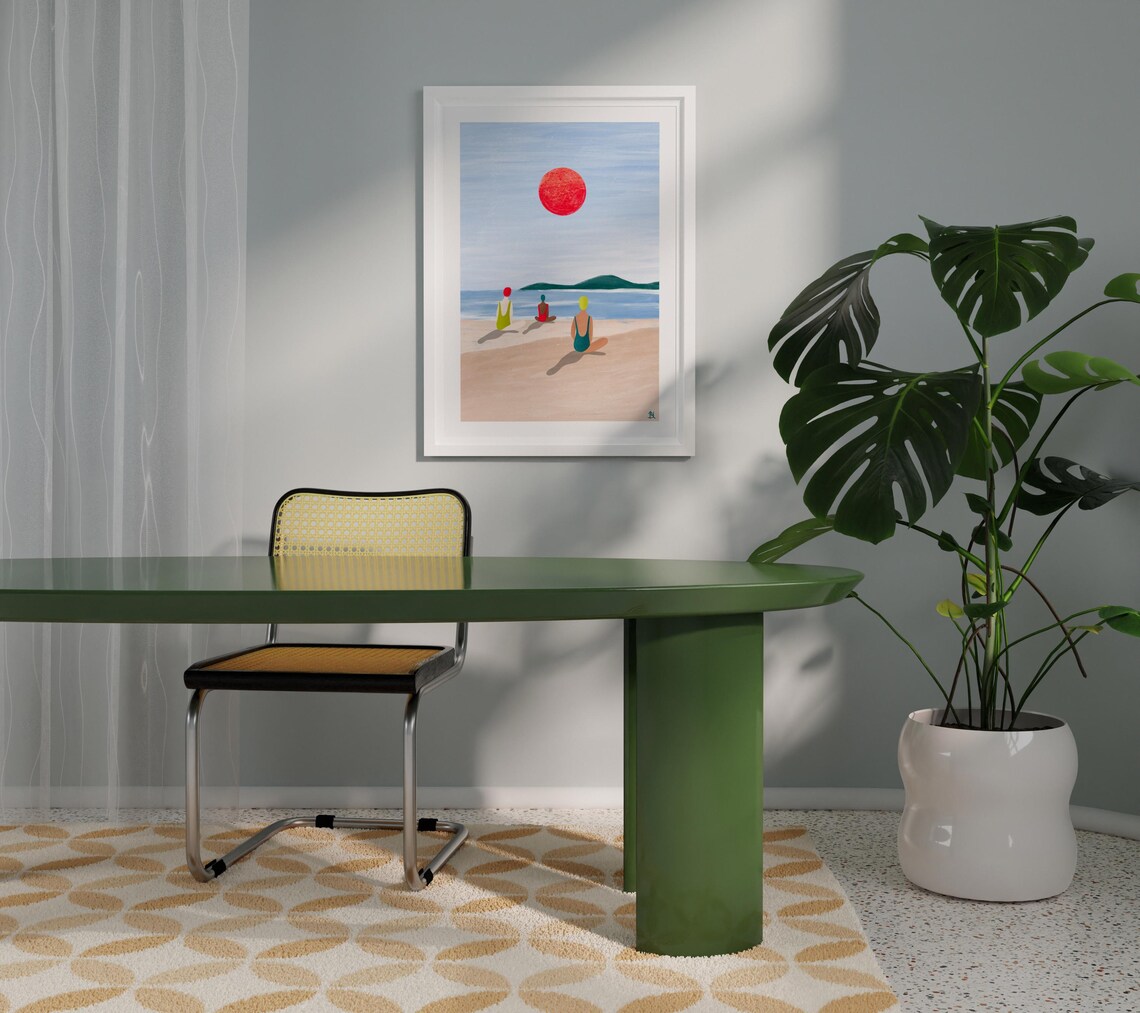 Girls at the Beach Mindful Ocean Illustration Art Print - Image 4
