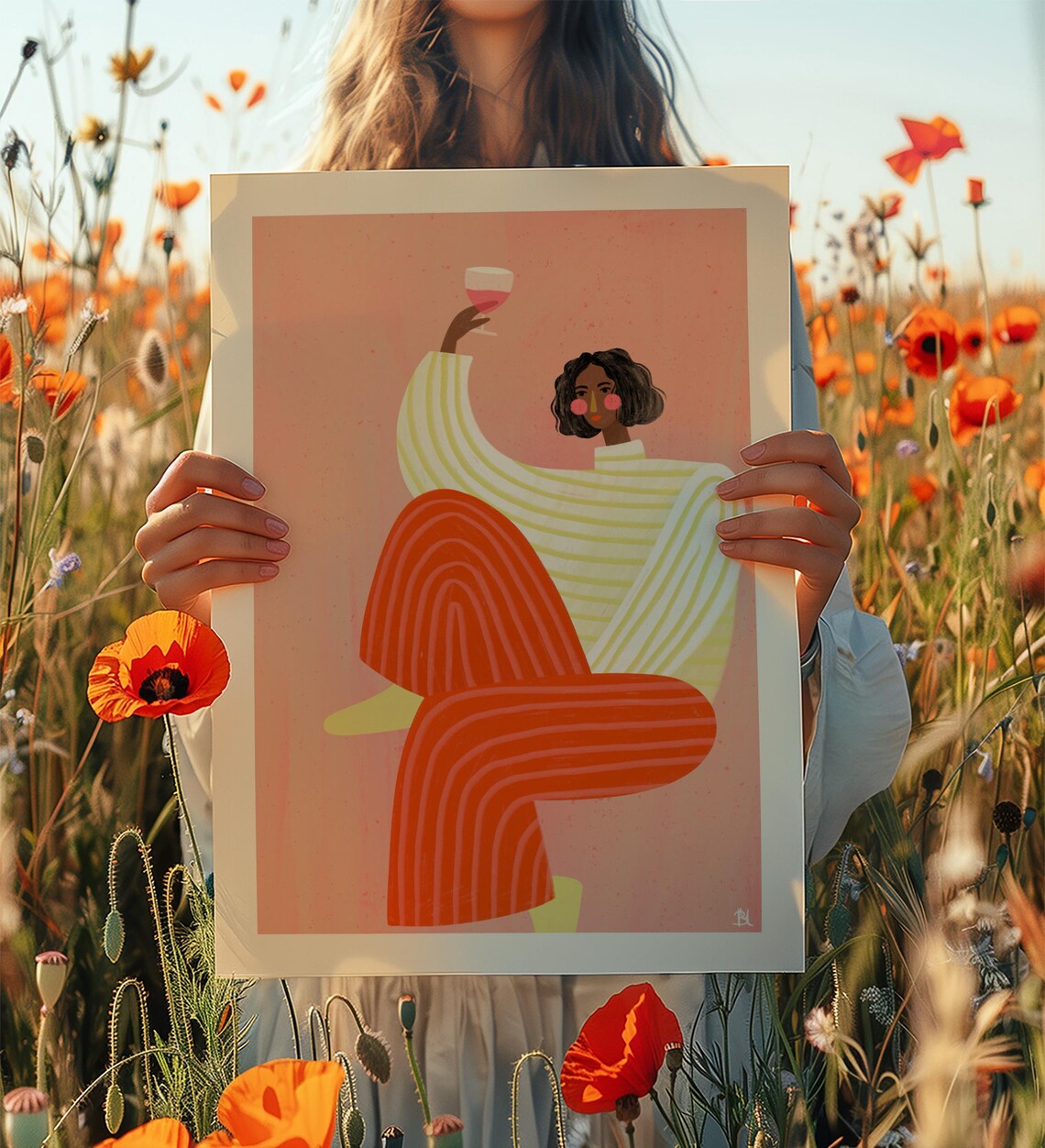 Woman With a Glass of Wine, Modern House Art Print - Image 4