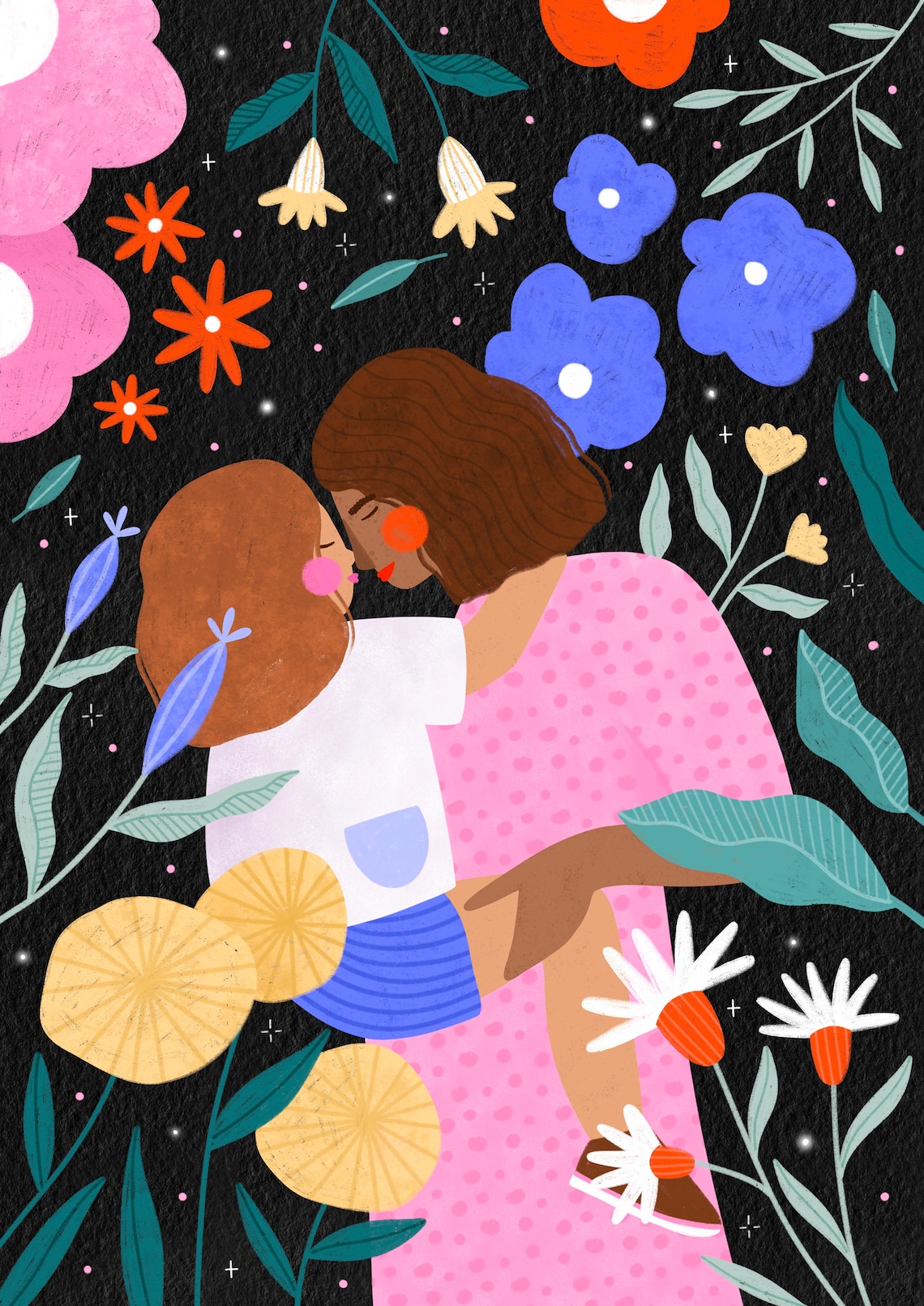 Mum And Daughter In Bloom Art Print, Motherhood - Image 2