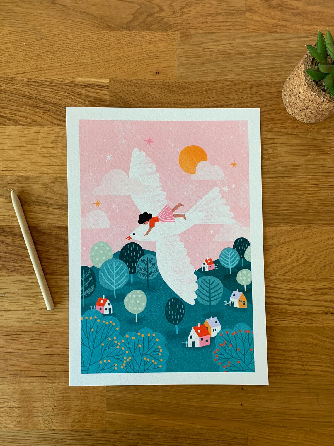 Flying High Children Art Print, Boho Nursery Decor - Image 2