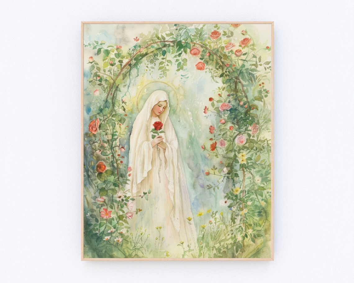 Mother Mary Christian Prayer Poster, Catholic Art