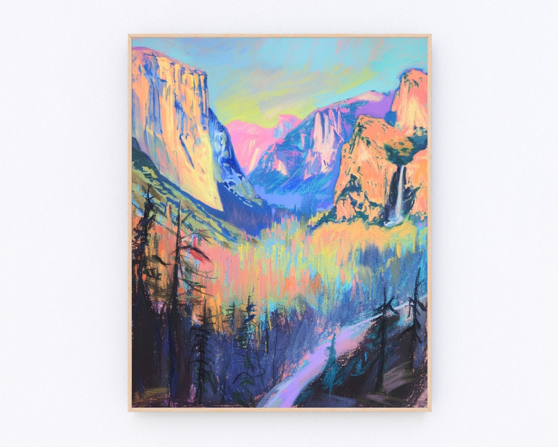 Yosemite Granite Cliffs Glowing in Pastel Sunset Colors Poster