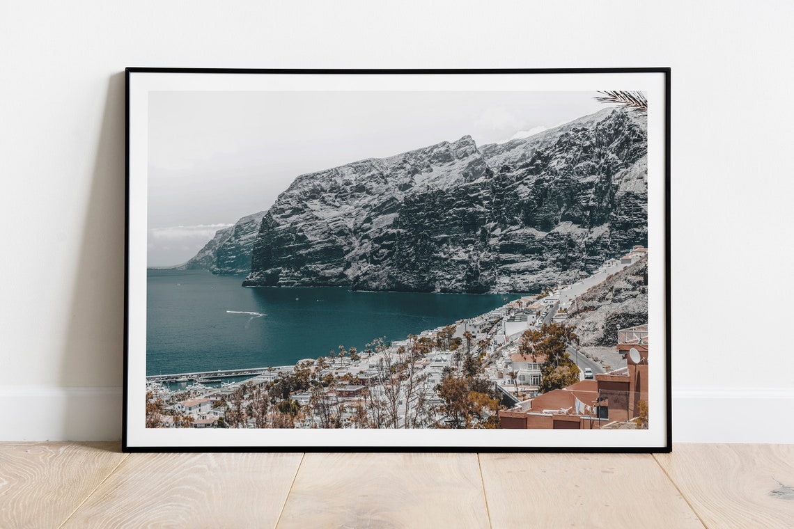 Dramatic Coastal Cliffs Over Turquoise Bay Town Seascape Photo Print - Image 4