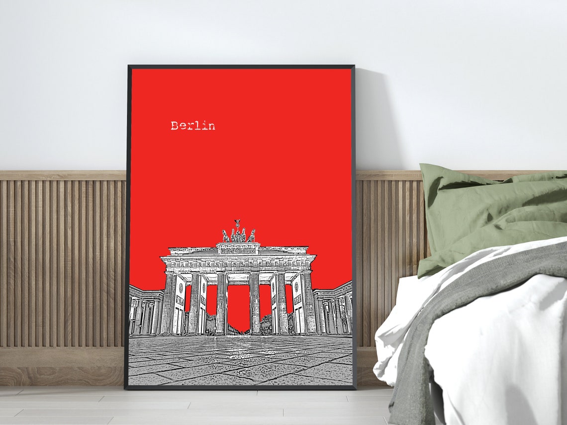 Berlin Brandenburg Gate Bold Red Sketch City Landmark Poster - Image 4