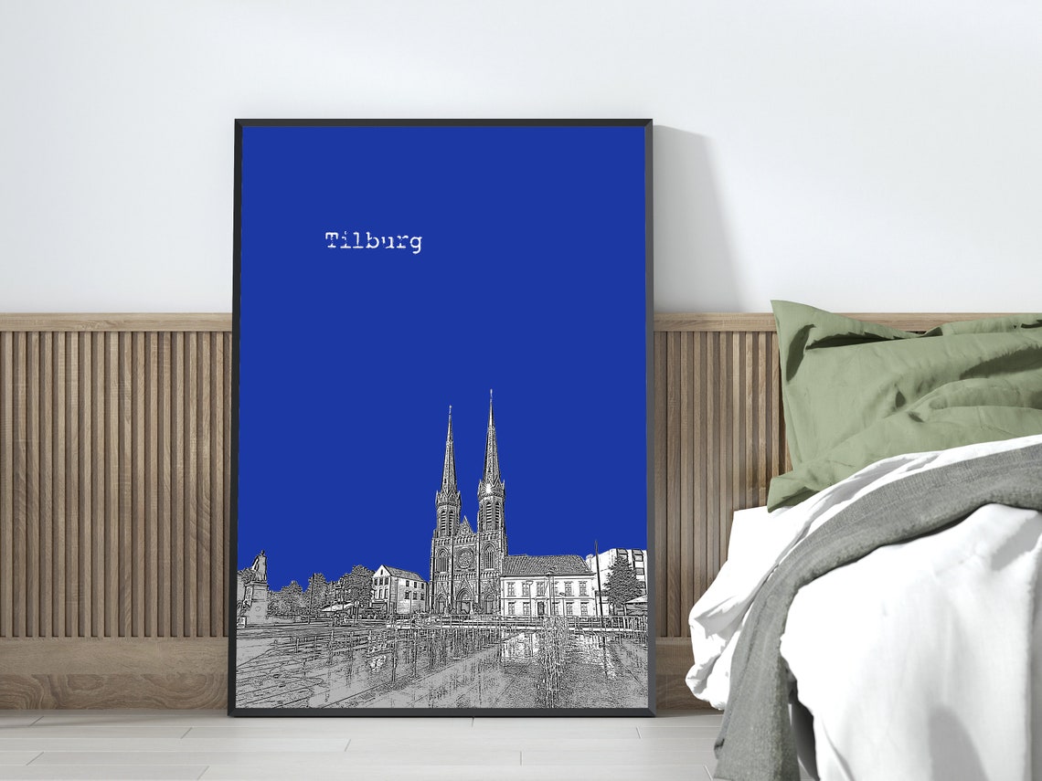 Tilburg Netherlands Church Color Block Poster With Custom Sky Color - Image 4