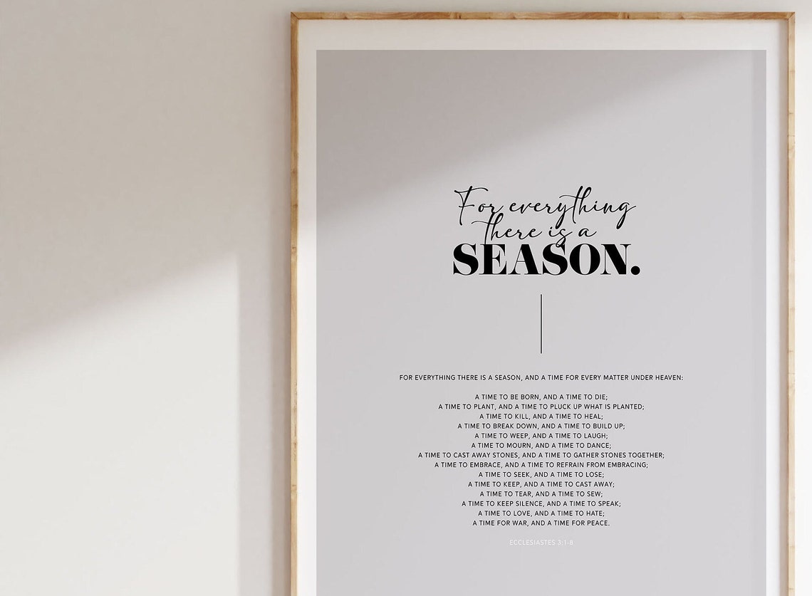 For Everything There Is A Season Ecclesiastes 3 Bible Verse Wall Art Christian Modern Scripture Poster Bold Typography Minimal Home Decor - Image 2