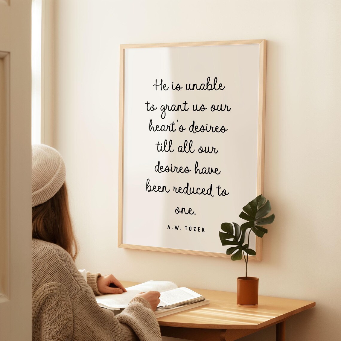 A W Tozer Heart Desires Quote Gold Script Minimalist Christian Message Poster - Image 5