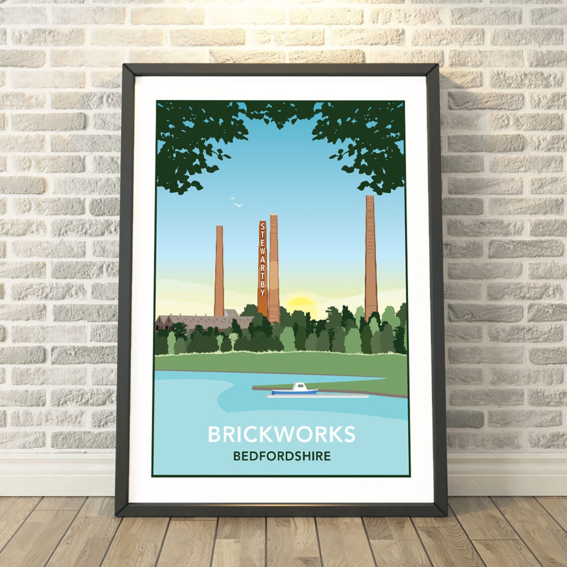 Stewartby Brickworks Chimneys Bedfordshire Travel Poster