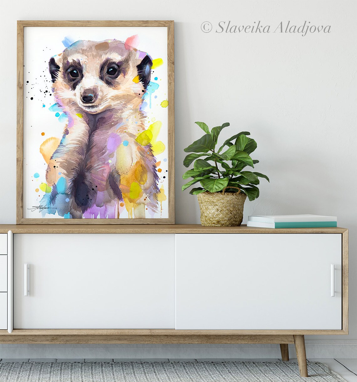 Meerkat Watercolor Animal Portrait Print By Slaveika Aladjova - Image 3