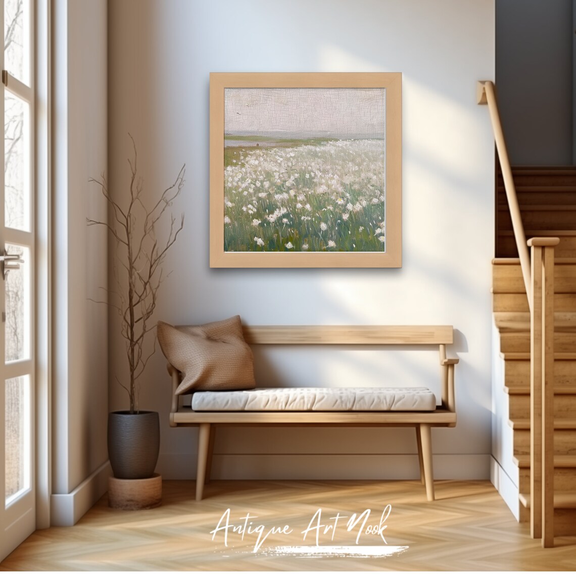 Field Of Flowers, Vintage Landscape Art Print - Image 2