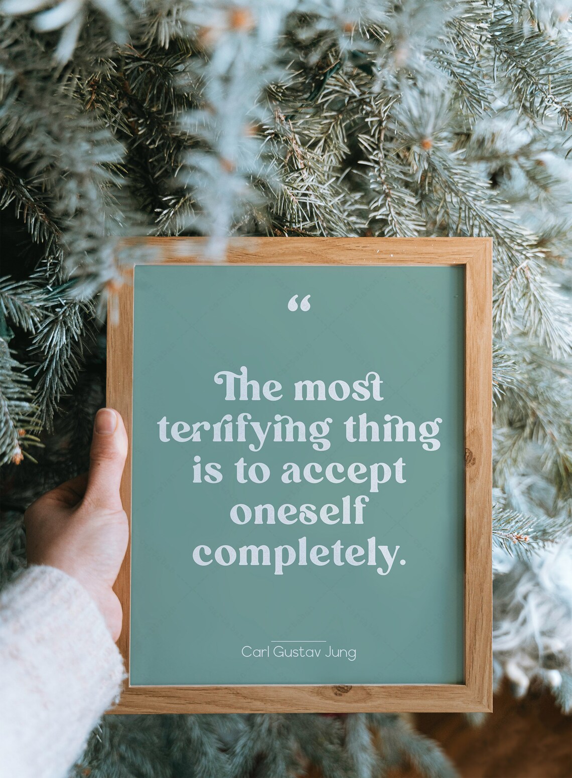 Carl Gustav Jung Accept Oneself Completely Quote Sage Green Retro Poster - Image 3