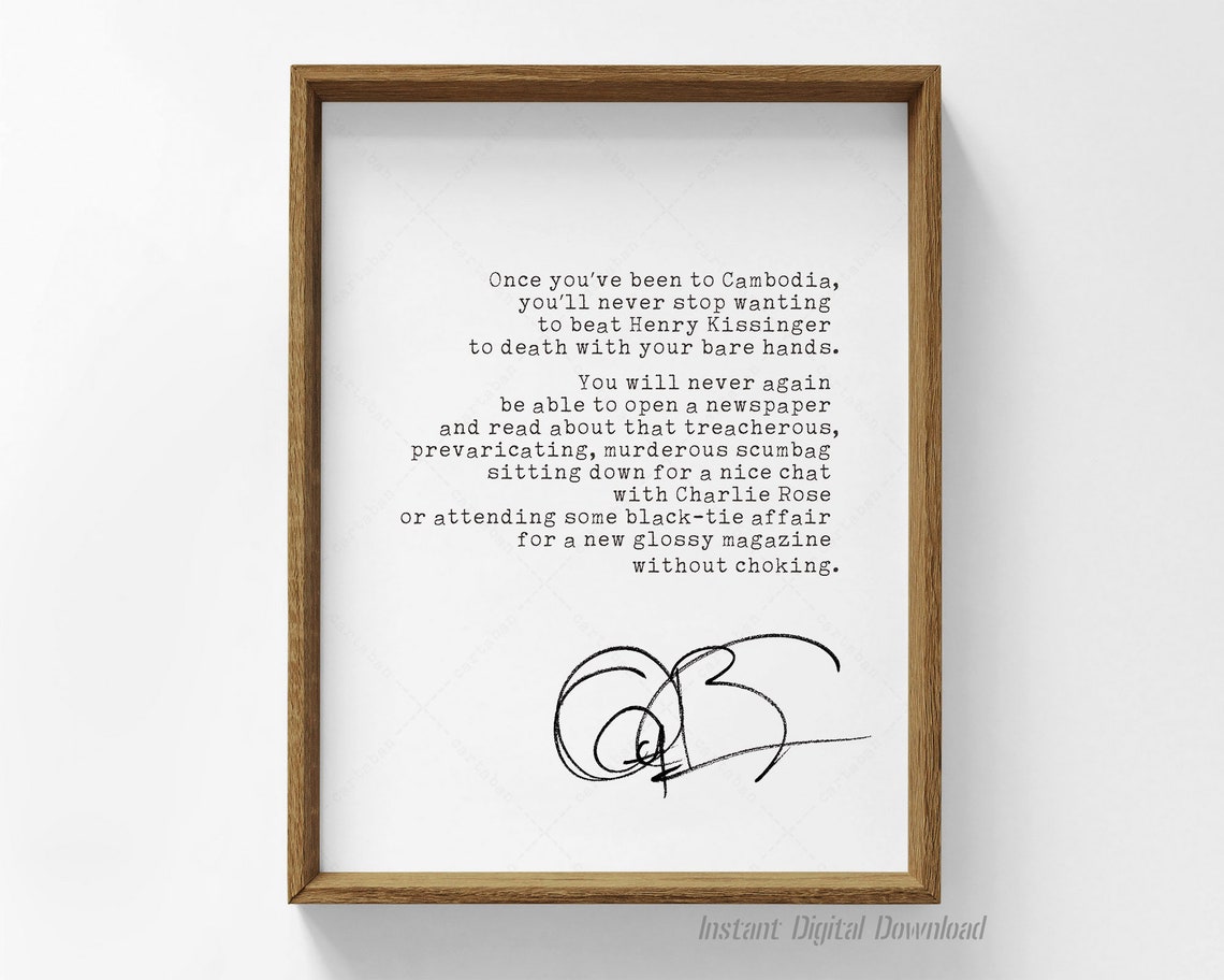 Anthony Bourdain Cambodia Quote Typewriter Signature Minimalist Poster