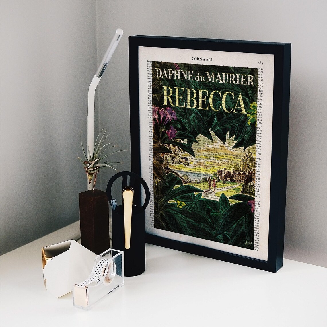 Daphne Du Maurier Rebecca Manderley Tropical Leaves Dictionary Art Poster - Image 2