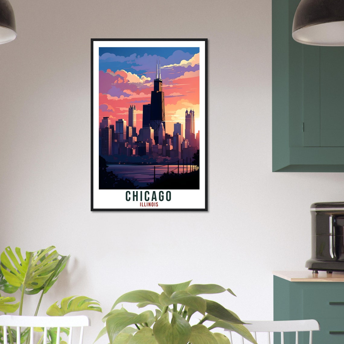 Chicago Illinois Downtown Skyline at Dusk Willis Tower Lake Poster - Image 3