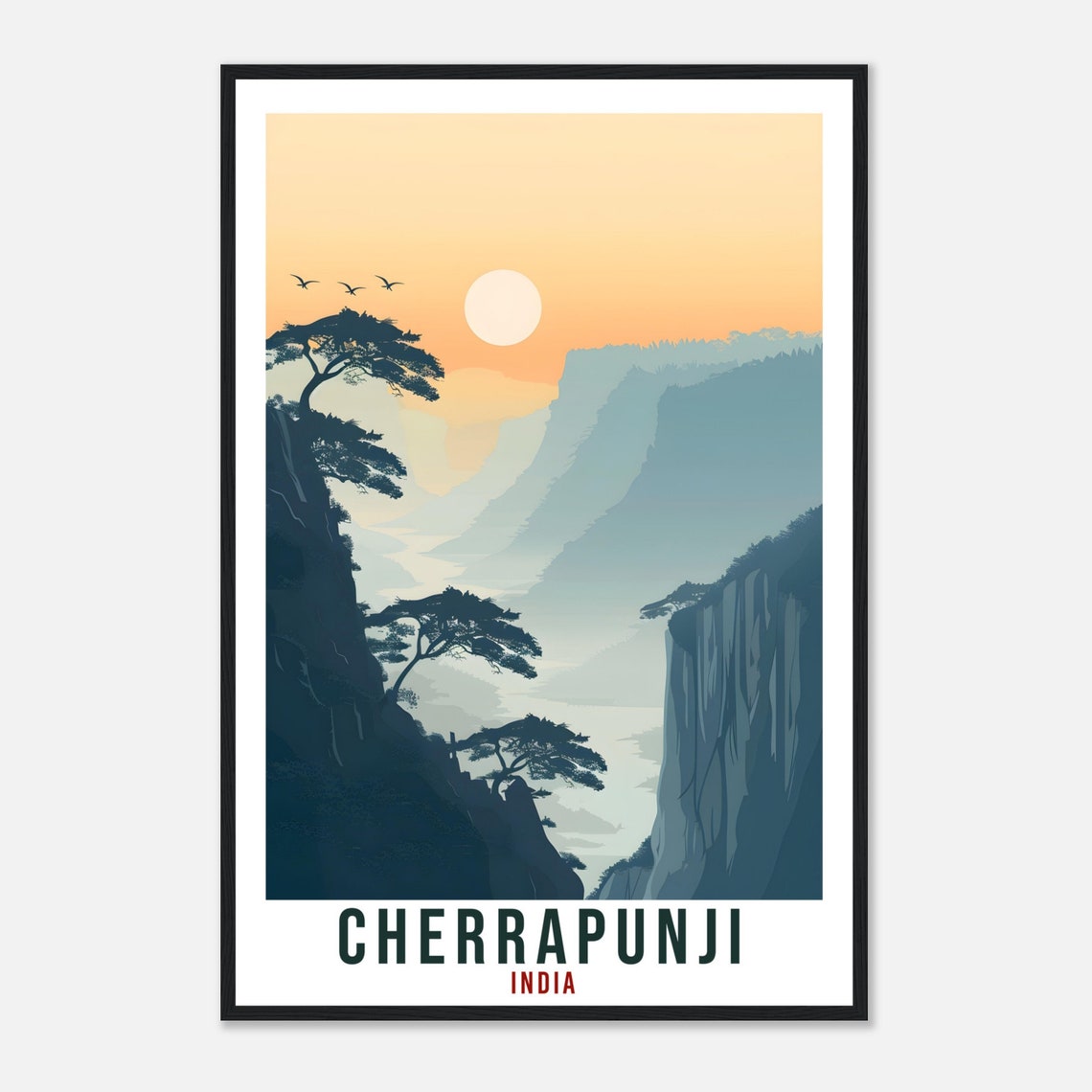 Cherrapunji India Misty Mountain Valley Sunset Peaks Travel Poster - Image 4