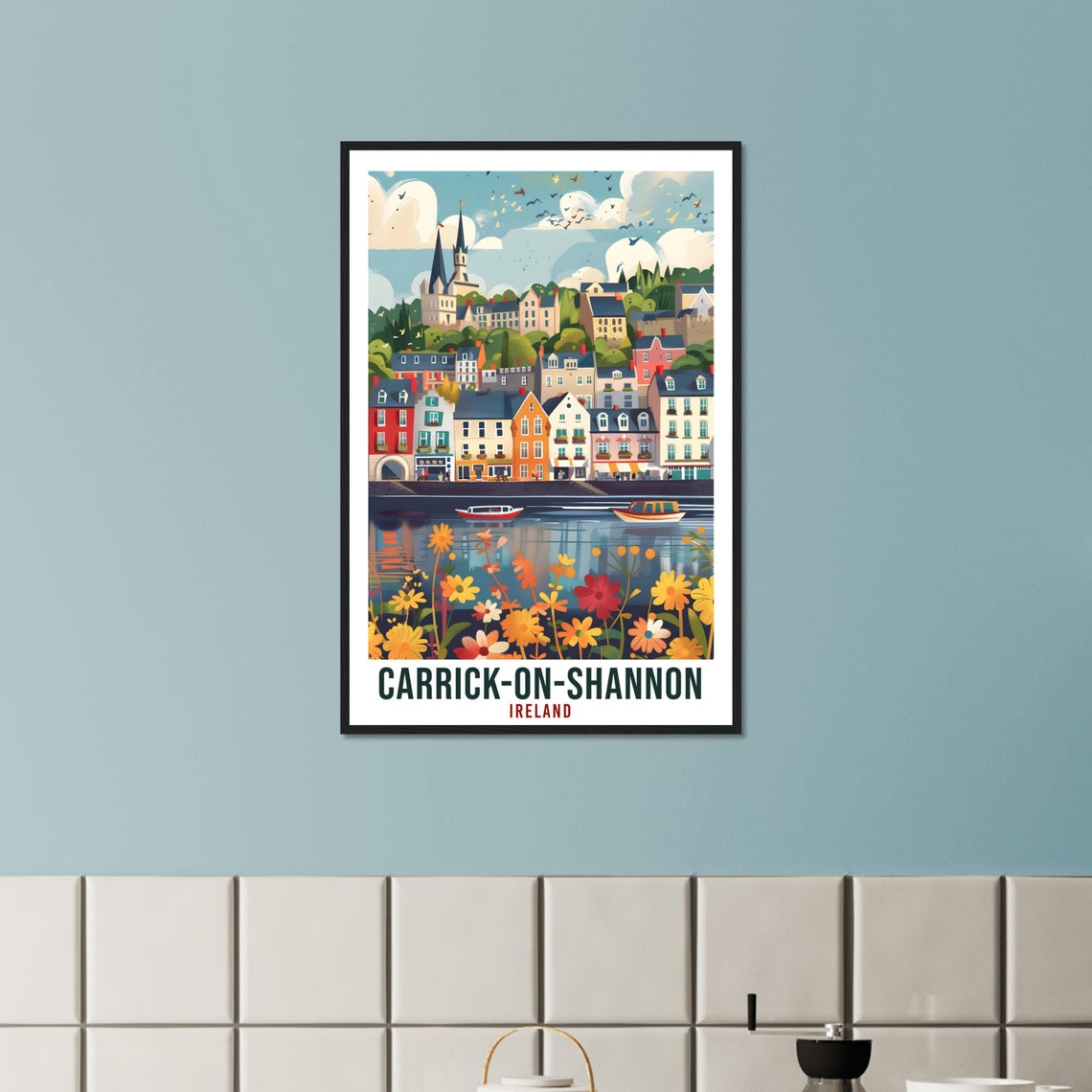 Carrick On Shannon Ireland Riverside Town Flowers View Poster - Image 2