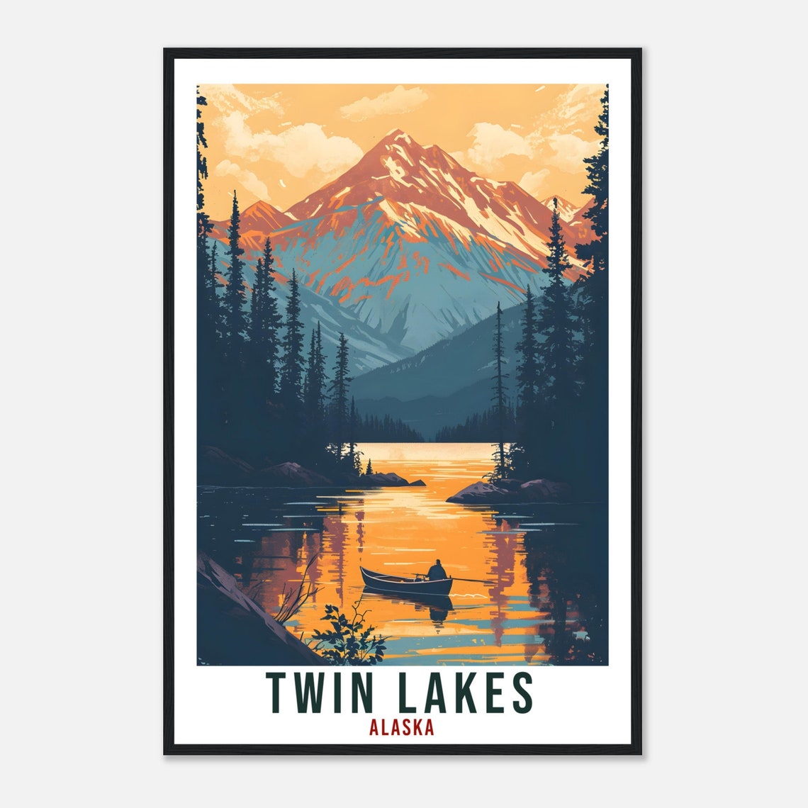 Twin Lakes Travel Print Alaska Home Decoration Usa City Wall Art Gift Wall Hanging Art Lover Alaska Artwork Twin Lakes Nature Travel Poster - Image 4