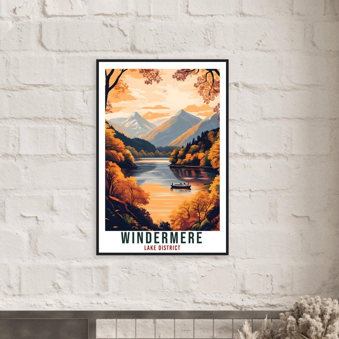 Windermere Lake District Autumn Sunset Lake Steamer Travel Poster - Image 2