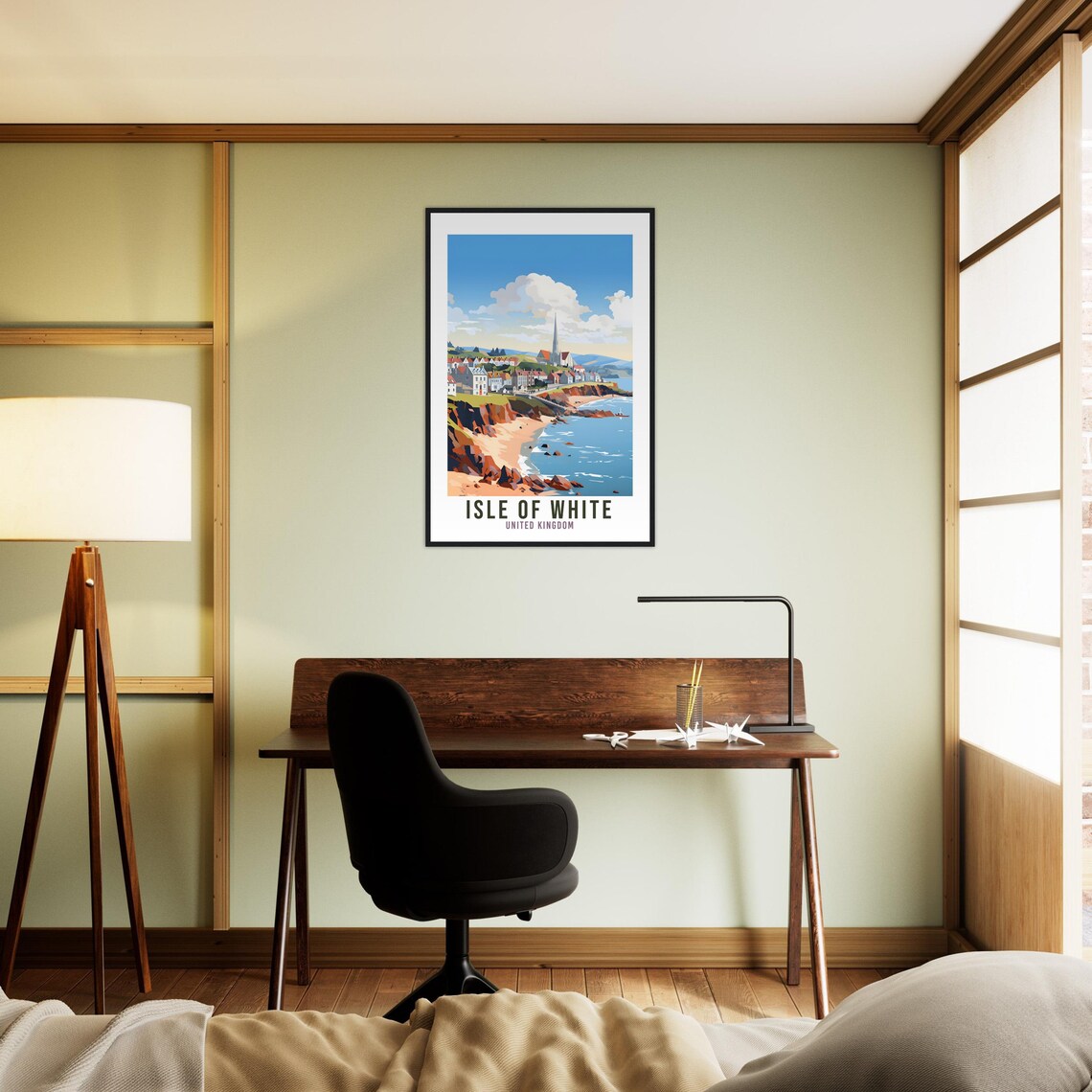 Isle of White England Coastal Town Church Spire Retro Travel Poster - Image 2