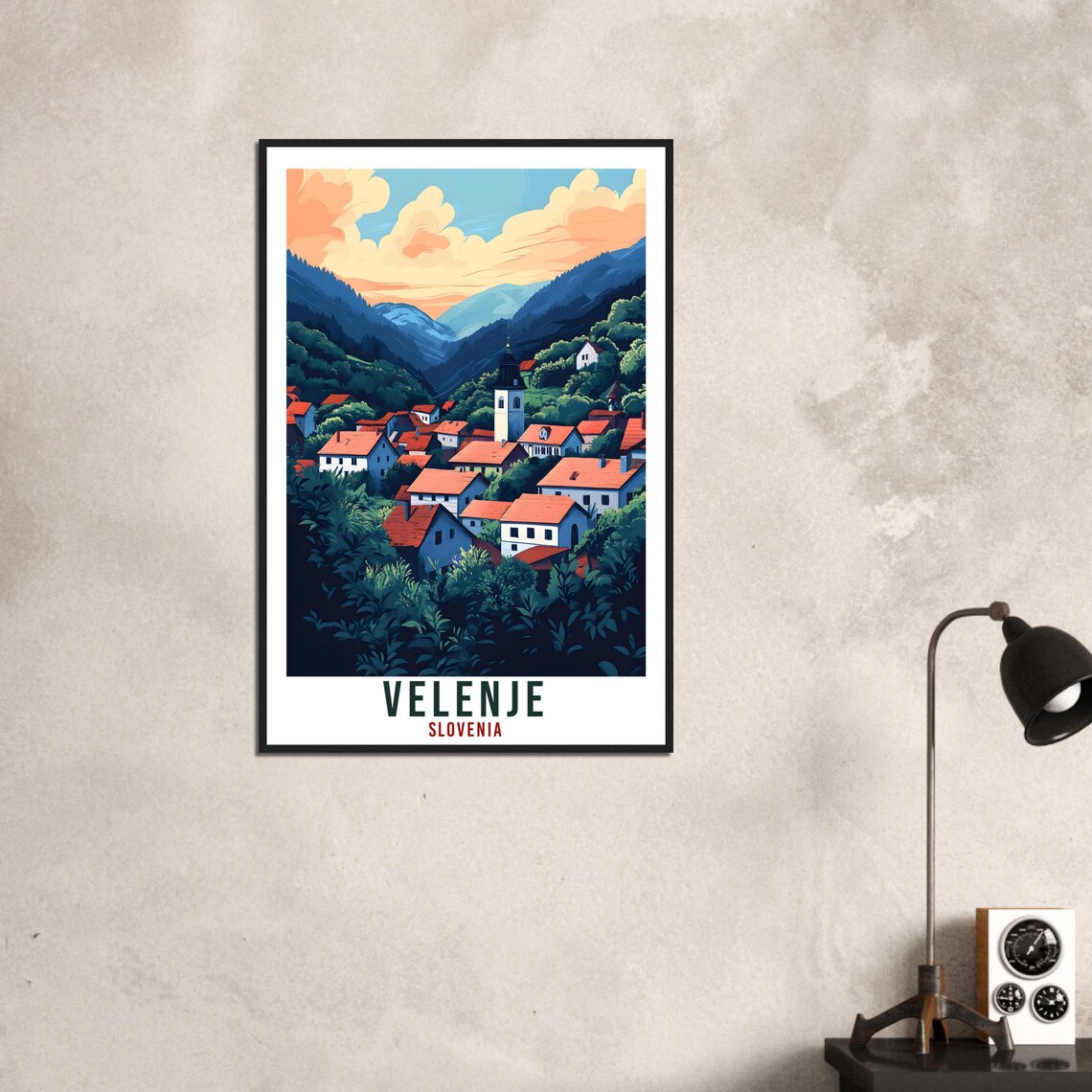 Velenje Slovenia Valley Village Red Roofs Vintage Travel Poster - Image 3